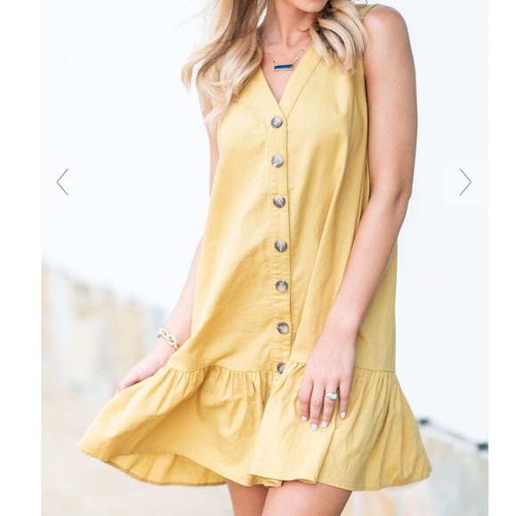 NWOT mustard button up dress - Picture 2 of 8